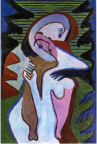 Ernst Ludwig Kirchner Lovers (The kiss) oil painting picture